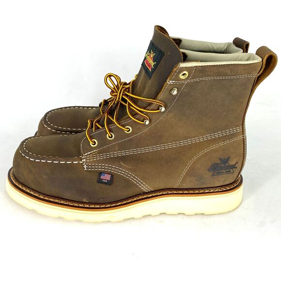 THOROGOOD MENS MAXWEAR STEEL TOE BOOTS 804-4575 6-IN BROWN CRAZY HORSE SIZE 11-D main image 5